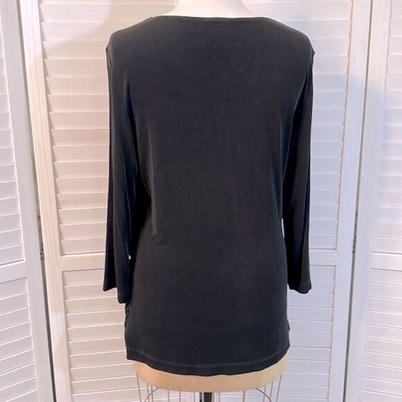 Chico’s Travelers Tunic Top Size 3 XL Size 16 Black Faux Wrap - Picture 10 of 14
